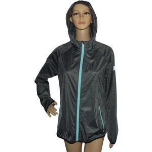 Asics Jacket Women's Size M Gray Windbreaker Running Track Vented Reflective
